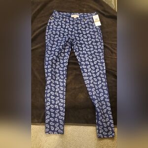 Michael Kors Blue & White Paisley Jeggings Size S